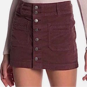 Free People We The Free Joanie Brown Patch Pocket Corduroy Skirt